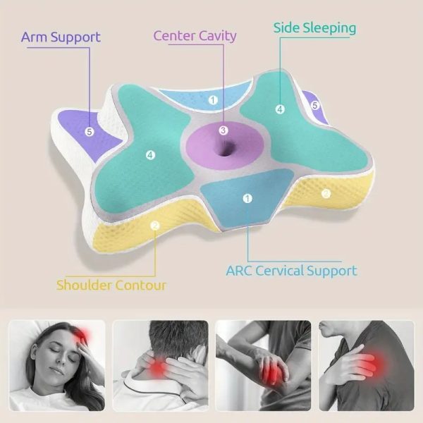 Ergonomic Cervical  Contour Cheap Butterfly Memory Foam Pillow Orthopedic Sleeping Pillows - Image 4