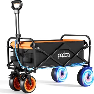 Big Wheels Collapsible Wagon Heavy Duty 300lbs Utility Electric Beach Wagon Carts for Camping Garden Sports Outdoor Beach Use