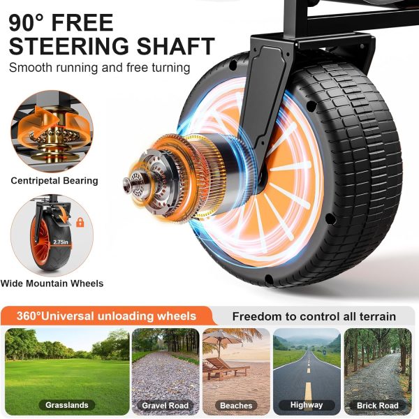 Big Wheels Collapsible Wagon Heavy Duty 300lbs Utility Electric Beach Wagon Carts for Camping Garden Sports Outdoor Beach Use - Image 4