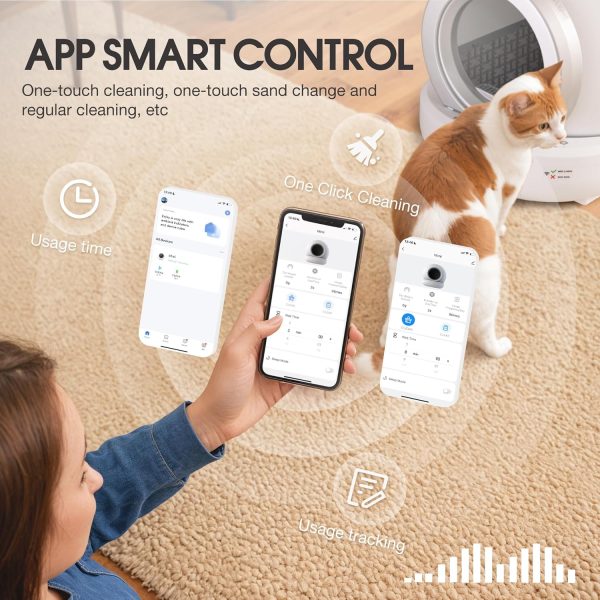 Large capacity intelligent automatic cleaning cat litter box, suitable for multiple cats, APP control/safe/low noise - Image 2