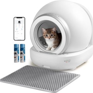 Large capacity intelligent automatic cleaning cat litter box, suitable for multiple cats, APP control/safe/low noise