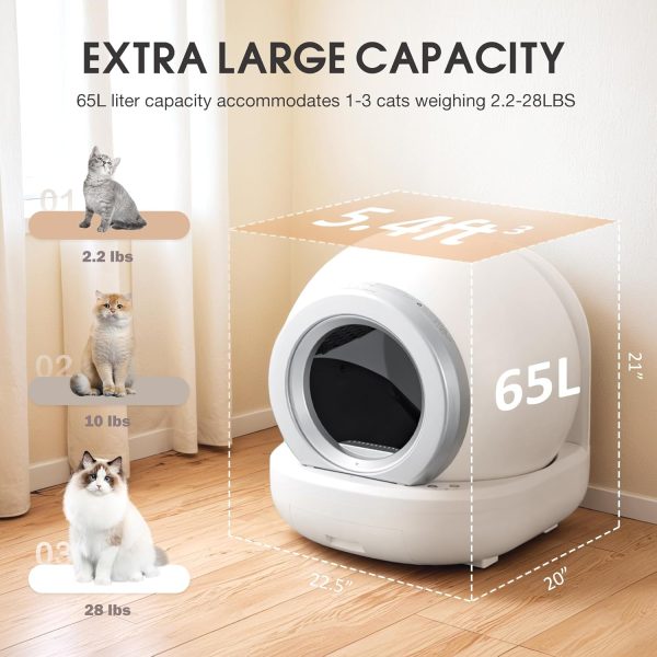 Large capacity intelligent automatic cleaning cat litter box, suitable for multiple cats, APP control/safe/low noise - Image 3